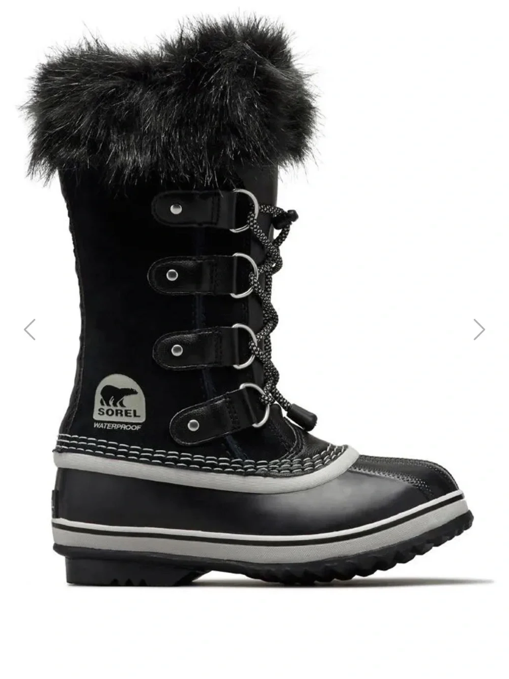 Sorel Kids Black Waterproof Winter Boot with Faux Fur Cuff